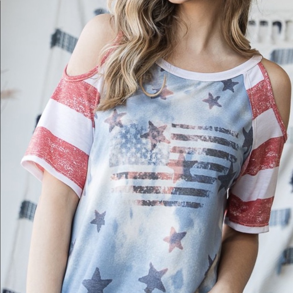 Stars & Stripes Cold Shoulder Top